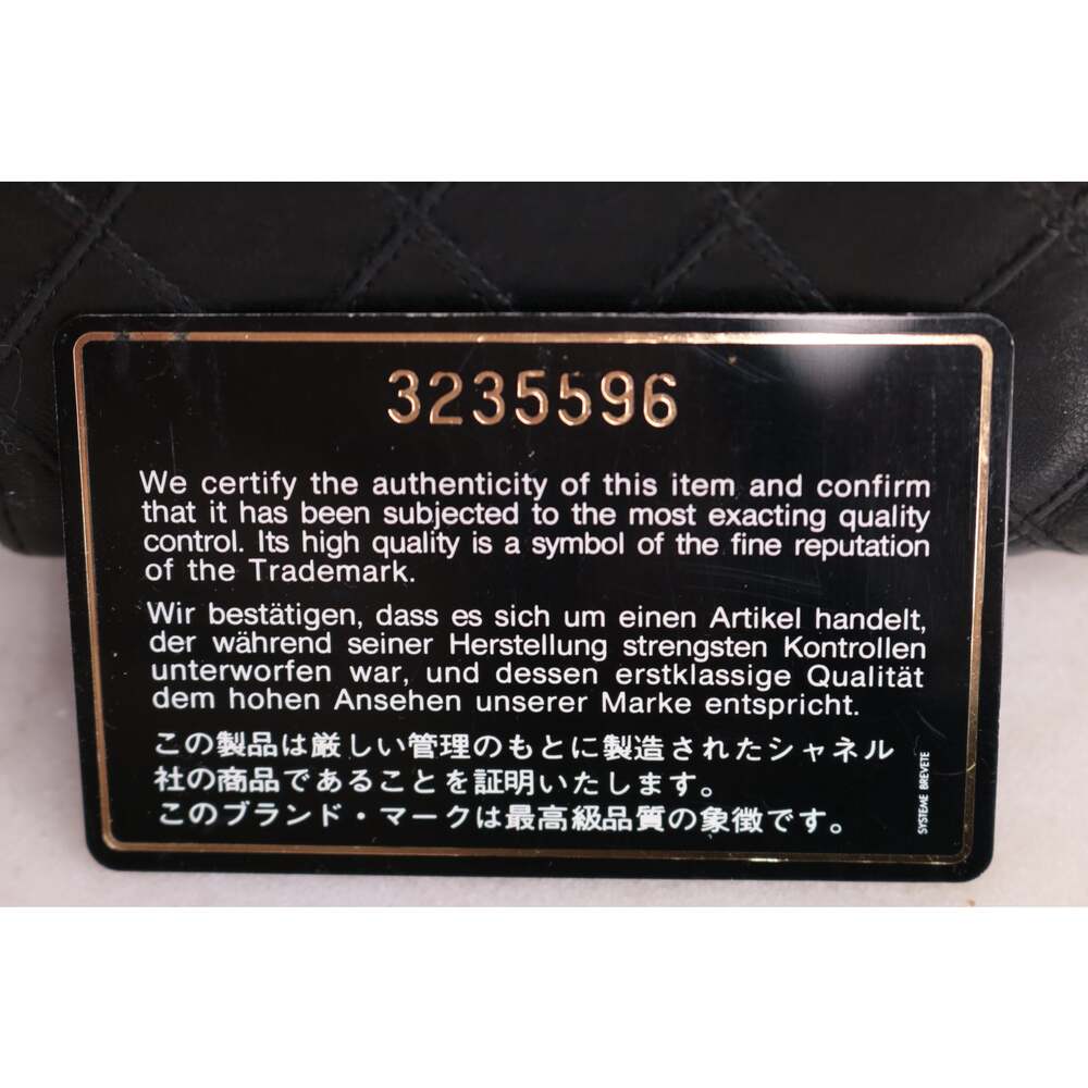 Vintage CHANEL Black Lambskin Quilted Trifold Coin Wallet Gold CC Logo Icon Auth - Picture 9 of 16